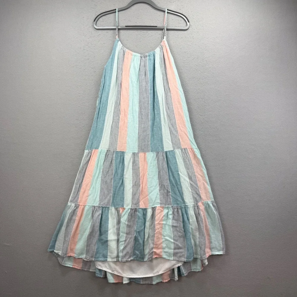 Rails Adora Dress Womens Medium Pastel Blue Peach Highland Stripe Coastal Boho - Picture 5 of 12